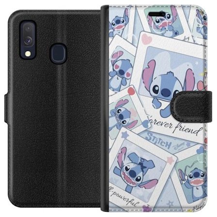 Yhteensopiva Lompakkokotelo Samsung Galaxy A40 Unelmoivat pilvet vaaleanpunaisina, lila ja sinisen sävyissä, kimaltelevine tähtineen ja pehmeän satuma