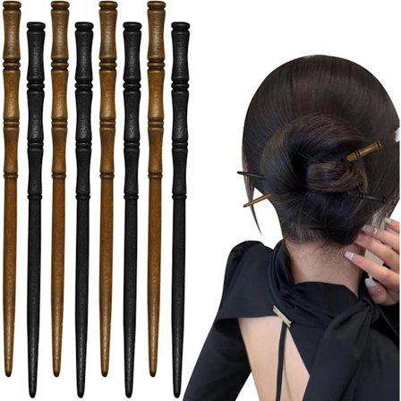 8 stk Retro Hårpinner i Tre, Hårpinner i Bambusform, Hårholder i Tre, Hårnål Hårpinner