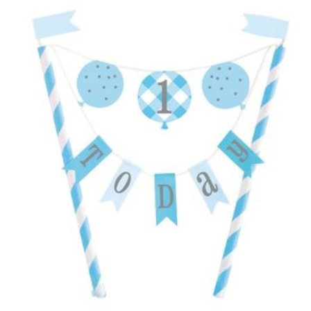 1-vuotissyntymäpäivä kakkukoriste Siniset Pilvet