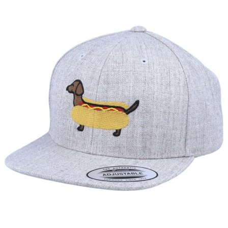Kiddo Cap - Grå snapback Keps - Kids Hot Dog Heather Grey Snapback @ Hatstore