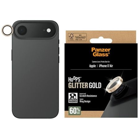 PanzerGlass Hoops Glitter karkaistu lasi linssi näytönsuoja iPhone Air - Kulta - Gold