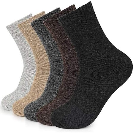 Termiske sokker til mænd, 5 par tykke vintersokker til mænd, super bløde og hyggelige klassiske varme uldsokker