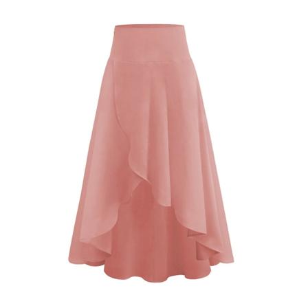 Kvinnors hög midja lång kjol elegant drapering kjol finns i plusstorlek för kvinnor casual kjol Pink XL