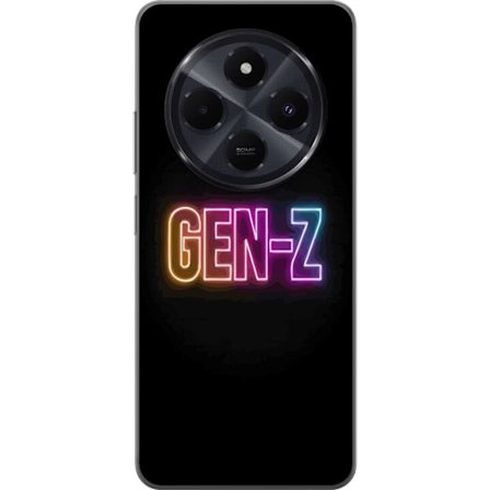 Yhteensopiva Puhelinkuori Xiaomi Xiaomi Redmi A4 Neontext Gen Z värikkäässä valossa tummaa taustaa vasten modernissa digitaalisessa tyyliissä