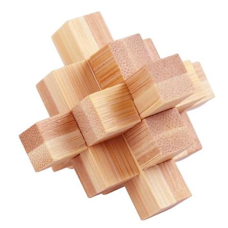 3D Trepussel i Tre - IQ-Utfordring, Hjernepuslespill, Lås, Logikk, Intellektuelt, Pedagogisk Leke, Puslespill, Demontering og Montering av Terning (Ni