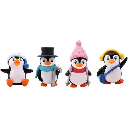1 sett / 4 stk Vinter Pingvin Formet Dekor Mini Figur Hjem Jul Dekorasjon Harpiks Håndverk Hjem Ornamenter