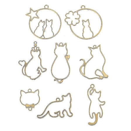 8 st utsökta ihåliga kattberlocker söt kattungeform öppen bakre infattning berlock