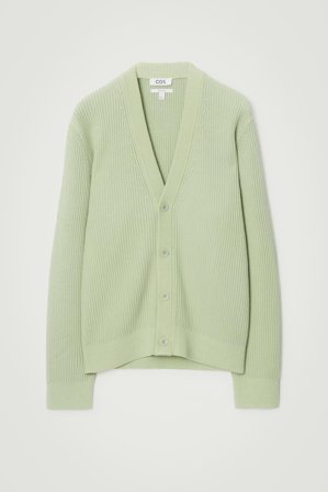 COS Men's Acid-Wash Cotton Cardigan in Green