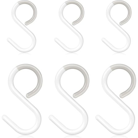 6 stk 2,5/3,5 tommer Fleksible Hals Plastkroge, Plast S-kroge, S-formede Kroge Stille Kroge, Små Skab S-kroge