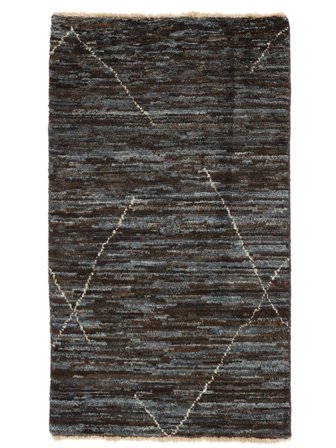 Berber Style Rug 62X107 Black/Dark Grey Wool, Afghanistan