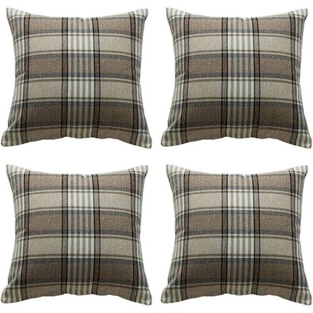 4-pack - Tartanrutig Kuddfodral Randig Dekorativt Örngott För Hem Soffa Sovrum Vardagsrum 45 x 45 cm