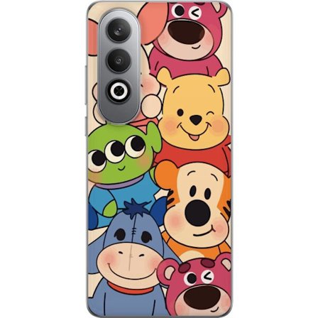 OnePlus Nord CE4 Gjennomsiktig deksel Søte Disney-figurer som Nalle Puh, Tiger, Nasse, Lotso og Alien poserer sammen i fargerik og leken stil som spr