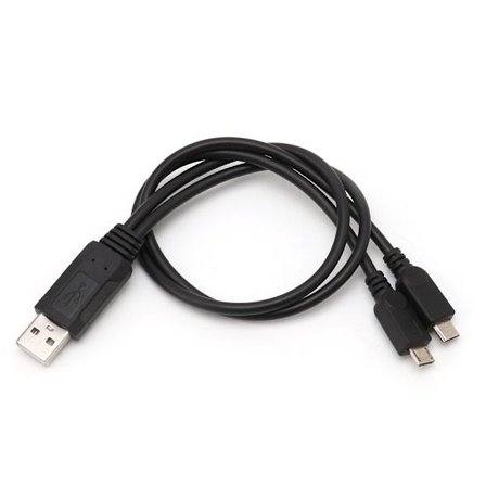 38cm Portabel USB Hane Universell Micro USB Dubbel Hane Y Adapter Splitter Kabel