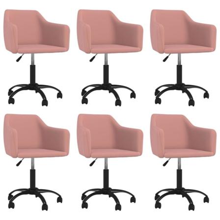 Vidaxl Snurrbara Matstolar 6 St Rosa Sammet Rosa