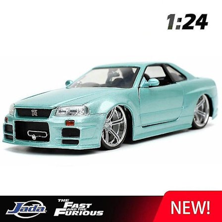 Ny 1:24 Nissan GTR R34 Skyline Ares Leketoy Modellbil i Metall Miniatyrmodell Lekebiler for Barn