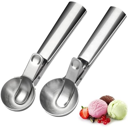 Isske i rustfrit stål - Triggerhåndtag, tåler opvaskemaskine til gør-det-selv-is og kager (2 stk.)