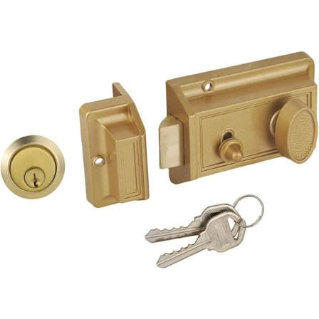 Nattlås med zinkcylinder och låsbult i guld