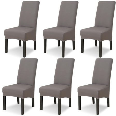 (Mörkgrå) 6 stora matstolsöverdrag, stora stolsöverdrag, avtagbar Wa grey[CO]