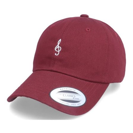 Abducted - Röd unconstructed Keps - Treble Clef Maroon Dad Cap @ Hatstore