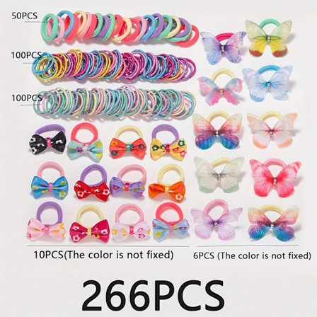 266 st Flickors Flerfärgade Hårband Set Vackra Gummiband och Rosett Hårband Färgglad Elastisk Håraccessoarer Kollektion