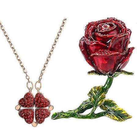 Kreativ Legering Rose Blomst Smykkeskrin Opbevaringsboks Organizer Holder Dekorationer