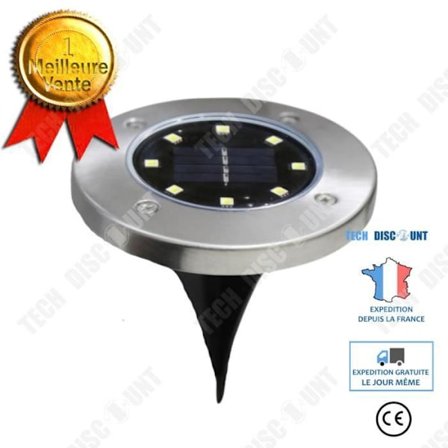 Inbyggd Solarlampa - TECH DISCOUNT - 8 LED - Inox - Multifarben - Miljövänlig