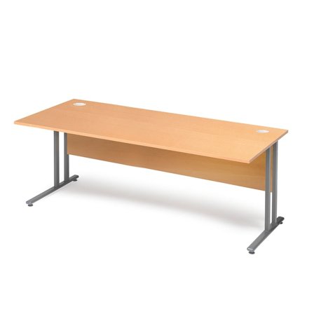 Skrivbord med rak skiva och insynsskydd, 1800x800 mm, boklaminat