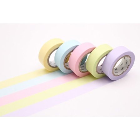 Maskingtape MT 1,5 cm Assortiment 5 stk Pastel 2