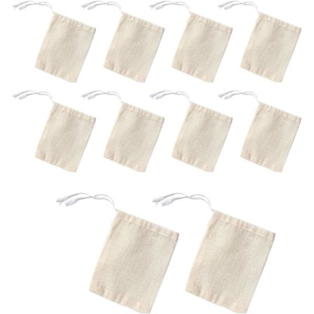 Muslin-poser med snor, bomulls-muslin stoffposer, gjenbrukbare små nettposer, gjenbrukbare te- og krydderposer til matlaging, krydder, te, kaffe