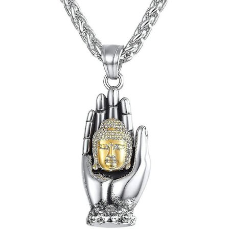 Buddha Halskæde Hånd Vedhæng Drenge Rustfrit Stål Kæde Held Buddhisme Gave