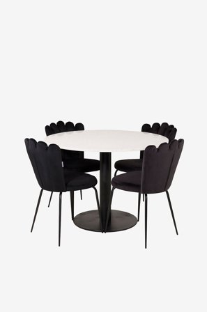 Furniture Fashion - Ruokailuryhmä Ruben ja ruokapöydän tuolit Limhamn - Valkoinen - Ruokailuryhmät - - Homeroom