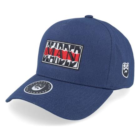 Bearded Man - Blå adjustable Caps - American Punk Logo Navy A-Frame Adjustable @ Hatstore