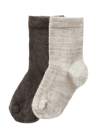 Å KIDS Strumpor i merinoullmix, 2-pack Brun 30/33