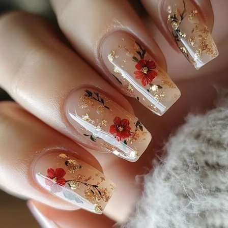 24 st Fyrkantiga Nagelspetsar Design Falska Naglar Tryck På Naglar Konstgjorda Lösnaglar