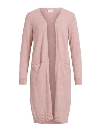 Viril Long L/S Knit Cardigan Strikkegenser Cardigan Rosa Vila*Betinget Tilbud