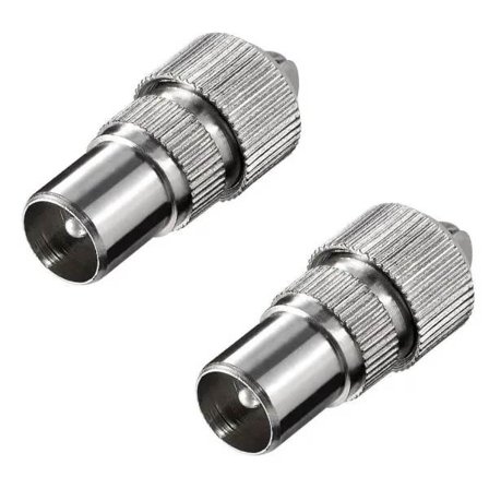 2x Koaksiaalinen TV-antenniliitin (2 kpl) TV RF-kaapelille Freeview Metalli
