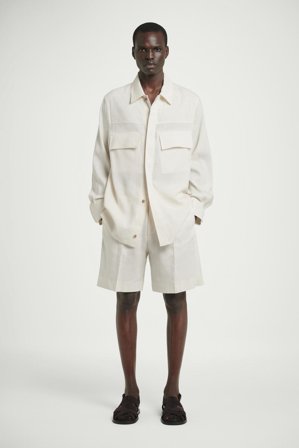 COS Men's Tailored Linen Blend Shorts in Beige