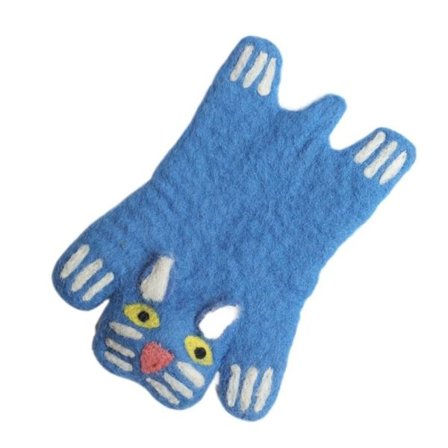 Handgjord ullfiltunderlägg Djurunderlägg BLUE CAT BLUE CAT