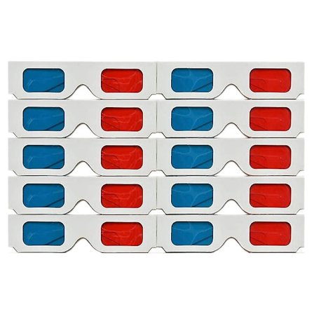 3D-briller, 10 par røde og blå papir stereo linser for sett anaglyf papir 3D-briller