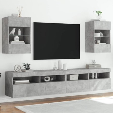 Nástenné skrinky s LED osvetlením pre TV 2 st betonggrå 40x30x60,5 cm