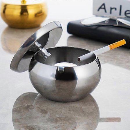 Askebeger, Utendørs askebeger, Askebeger med lokk, Vindtett, Lukttett, Egnet for hjem, kontor, terrasse, utendørs balkong (Sølv)