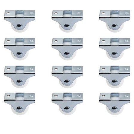 12-pack 1" Hjul Styva Fasta Icke-Svängbara Hjul med Metalltopplatta Hårda Plasthjul för Möbler, Silver