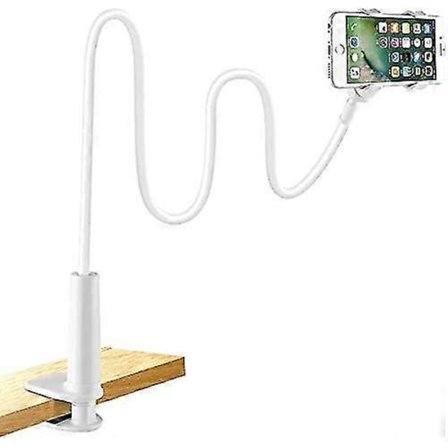 Foldbar tablet- og smartphoneholder, justerbar svanehalsstand med udtrækkelig arm til telefon (telefonholder|hvid)