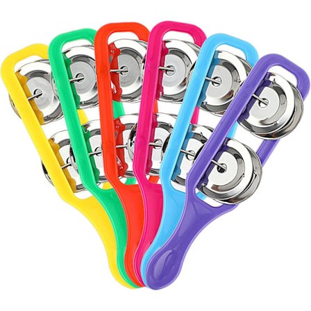 6 Stykker Bækkener til Børn, Bulk Tamburiner med Plasthåndtag Rasle Stav Rasle Farverig Rasle Musikinstrumenter