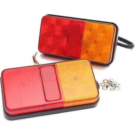 2 x 12V LED Baklykter for Lastebil, Tilhenger, Planhenger, Campingvogn, Varebil E4