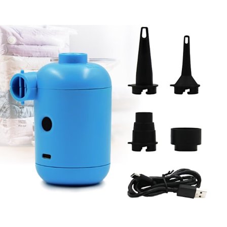 Blå Mini Elektrisk Pumpe, USB Bærbar Camping Elektrisk Luft Pumper