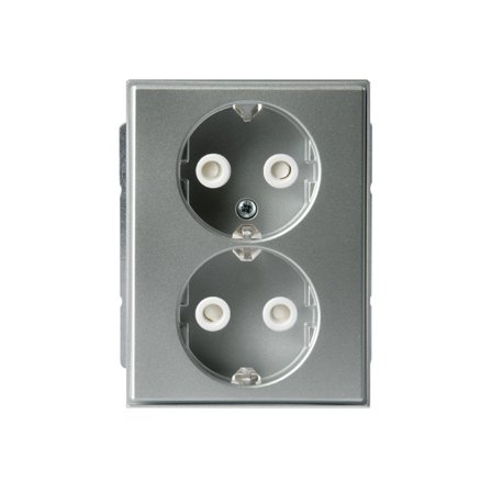 ABB Impressivo Vägguttag 2-vägs, jordat, snabbanslutning Aluminium, Strömbrytare & vägguttag