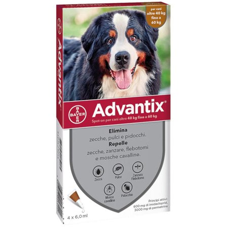 Advantix Spot On Per Cani da 40 a 60 Kg Soluzione 4 Pipette da