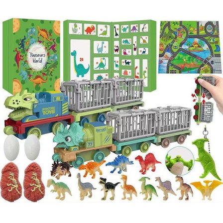 Dinosaur Adventskalender til Børn 2024, 24 Dages Nedtælling Dino Kalender Legetøj, Adventskalender, Julegave