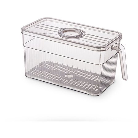 Boite Rangement Frigo Lot de 1, Boîte de Rangement Frigo avec Couvercle et Poignée, Bac Rangement Frigo Fruit et Légumes, Empilable Organisateur Frigo